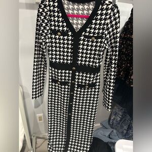 Black and white dress with gold details